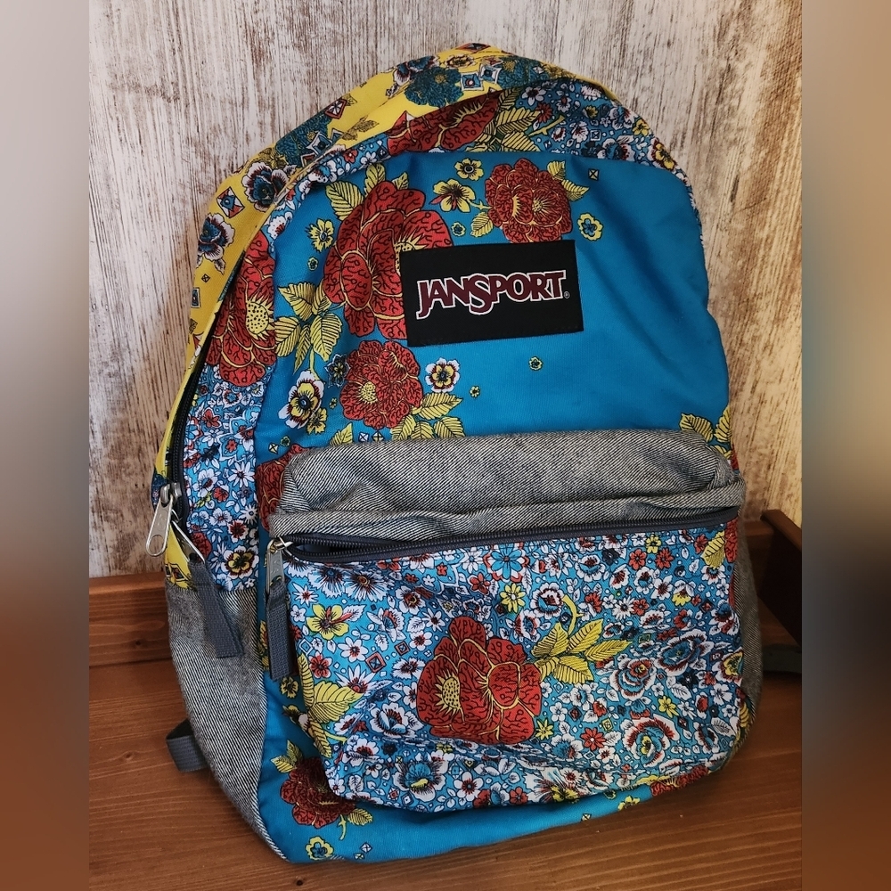 Jansport Floral Blue and Yellow Backpack